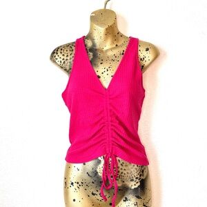 Paper Crane Hot Pink Ruched Tank Top | Size Small